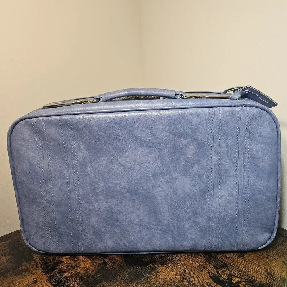 Vintage Samsonite Sonora Blue Soft Side Suitcase Carry On Luggage Travel Bag MCM